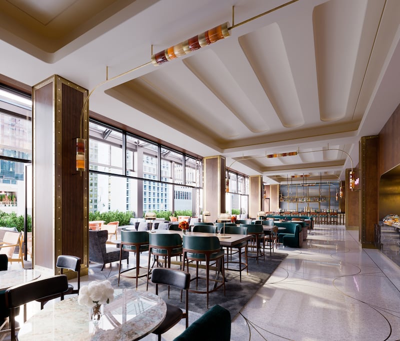 The Sky Lobby will be a place for dining, working and socialising. Photo: LL Holdings /  Hilton