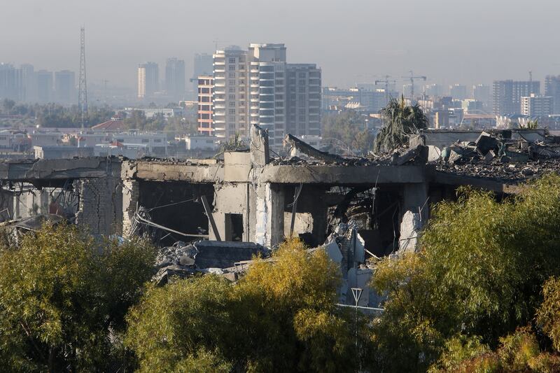 The home of Iraqi Kurdish businessman Peshraw Dizayee, destroyed by an Iranian missile attack on Erbil, Iraq. Reuters
