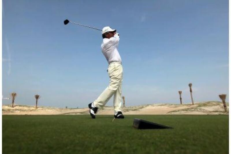 The professional golfer Gary Player is one of the first people to play a few holes at the Saadiyat Island Beach Golf Club November 17, 2009. His company designed the course. Sammy Dallal / The National