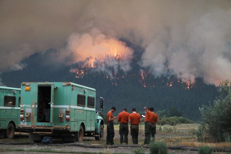 The Dixie Fire burns near Taylorsville, California.