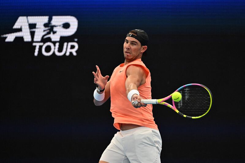 Rafael Nadal attends a practice session ahead of the United Cup. AFP