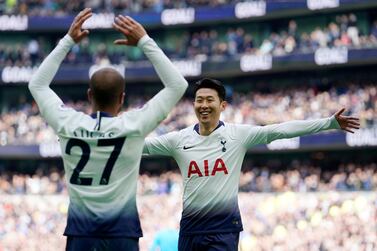 Lucas Moura, left, and teammate Son Heung-min have filled the void in Tottenham's attack following Harry Kane's injury. EPA