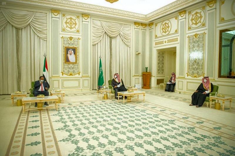 Saudi Crown Prince Mohammed bin Salman reviews bilateral relations with Sudanese Prime Minister Abdalla Hamdok. SPA