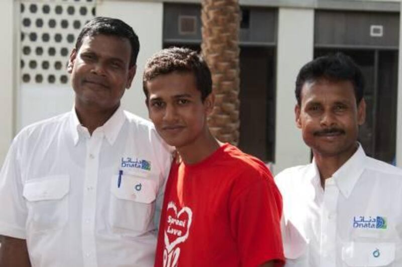 Provided photo From left to right: Raufikul Hussain, Sumon Azad and Shafiqul Islam. Hussain and Islam have been working in Dubai for the past year, both lived in a Bangladesh slum before 

they were brought here by the Maria Cristina Foundation. Sumon Azad began job training in Dubai this week with three others from the same Dhaka shanty. 
Credit: Courtesy Eva Genin Media
