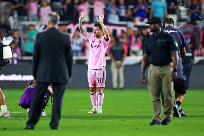 Lionel Messi after the win on Friday night. AFP