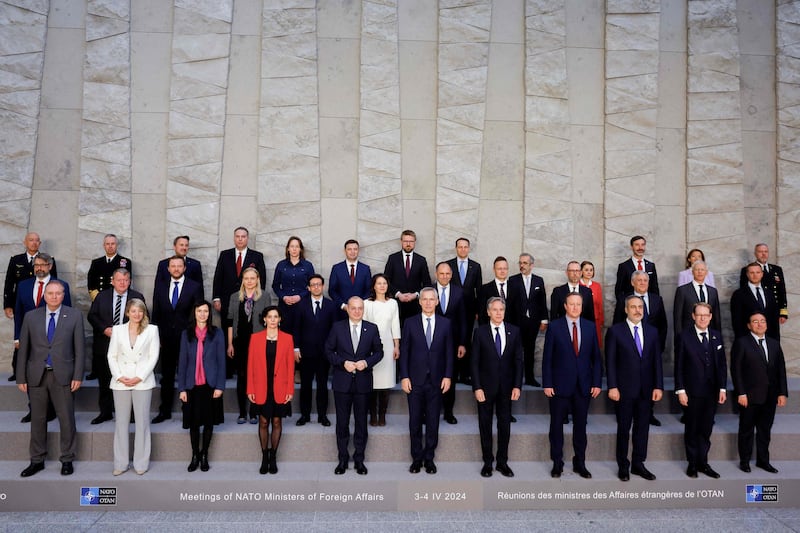 Ministers of Foreign Affairs pose for a photo in Brussels. AFP
