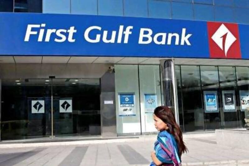 First Gulf Bank was among the losers yesterday. Jeff Topping / The National