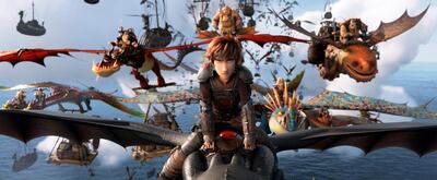 This image released by Universal Pictures shows the character Hiccup, voiced by Jay Baruchel, in a scene from DreamWorks Animation's "How to Train Your Dragon: The Hidden World." On Monday, Dec. 9, 2019, the film was nominated for a Golden Globe for best animated film. (DreamWorks Animation/Universal Pictures via AP)