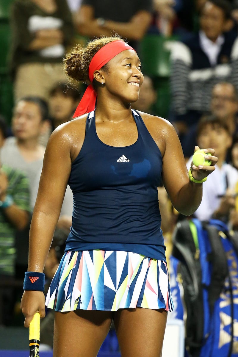 TOKYO, JAPAN - SEPTEMBER 24: Naomi Osaka of Japan celebrates the winner Elina Svitolina of the Ukraine during women's singles semifinal match day 6 of the Toray Pan Pacific Open at Ariake Colosseum on September 24, 2016 in Tokyo, Japan. (Photo by Koji Watanabe/Getty Images)