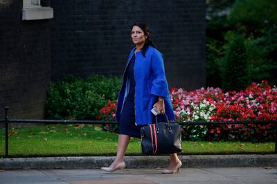 (FILES) This file photo taken on September 12, 2017 shows Britain's International Development Secretary Priti Patel arriving to attend the weekly meeting of the cabinet at Downing Street in central London. 
British Prime Minister Theresa May summoned her aid minister, International Development Secretary Priti Patel, back from a trip to Africa on November 8, 2017, following a row over unauthorised meetings in Israel, prompting speculation she will be the second minister in a week to be sacked. / AFP PHOTO / Daniel LEAL-OLIVAS