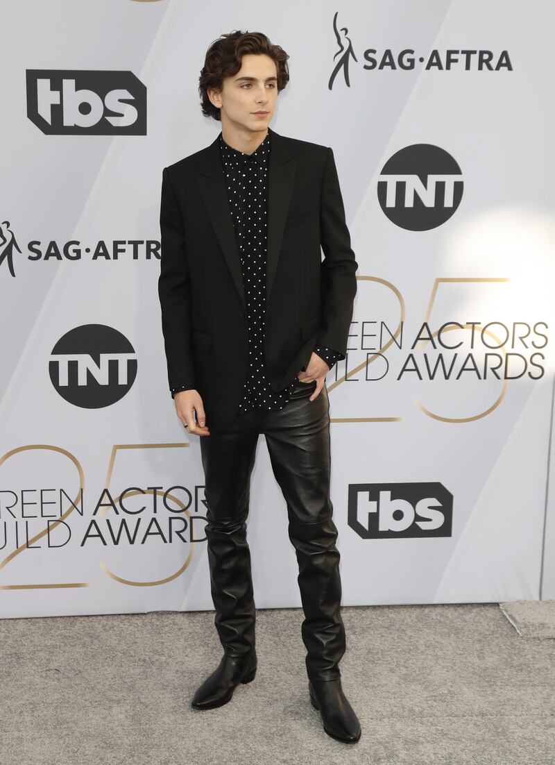 Timothee Chalamet at the 25th Annual Screen Actors Guild Awards in Los Angeles on January 27, 2019. EPA