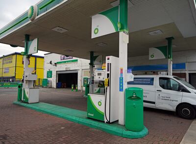 A sign shows a petrol pump at a BP garage on Speke Hall Road, in Liverpool, is out of use. Photo: PA