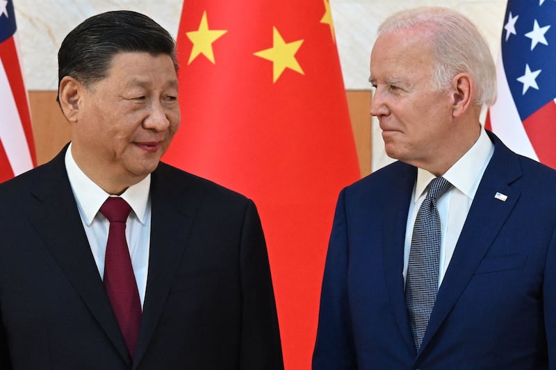 US President Joe Biden and China's President Xi Jinping at the G20 Summit in Bali, in November 2022. AFP