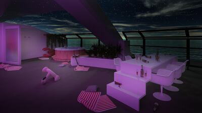 Rockstar suites have their own terrace complete with dance-friendly dining tables. Courtesy Virgin Voyages