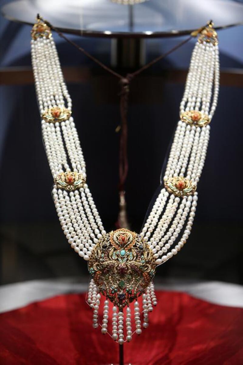 Pearl jewellery on display at the museum.