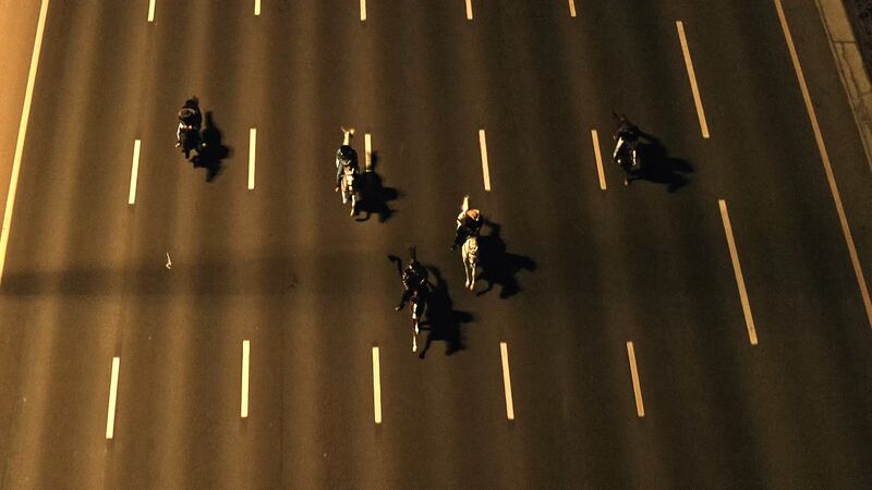 More than a lane per cowboy on the Sheikh Zayed Road. Photo: OSN