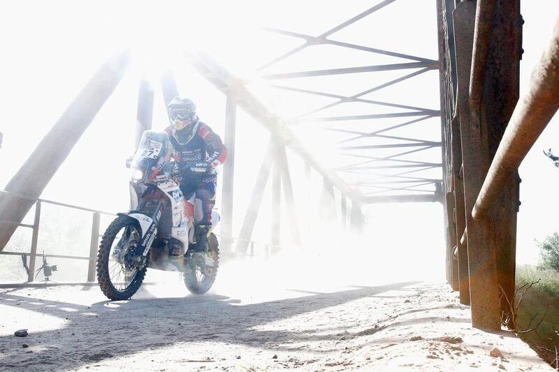 Mathias Walkner of Austria and riding the for the Red Bull KTM Factory Team competes during the first stage of the Dakar Rally on Sunday. Dean Mouhtaropoulos / Getty Images