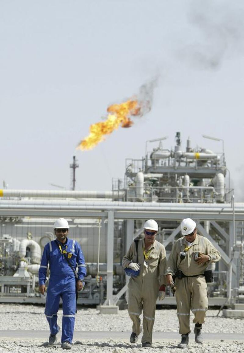 Output at Iraq’s giant Majnoon oilfield, run by Royal Dutch Shell, above, will reach 175,000 barrels a day by the end of this month. Essam Al Sudani / Reuters