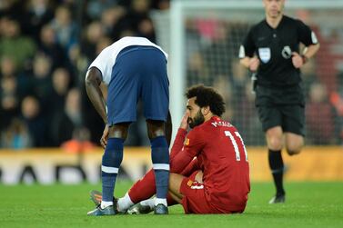 Mohamed Salah was substituted due to an ankle injury with five minutes to go in Liverpool's 2-1 victory over Tottenham Hotspur on Sunday. EPA