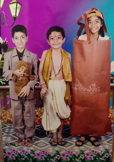 Jantin Thanvi dressed as Mr Bean, left, at his school's fancy dress competition. Photo: Projekt Vibe