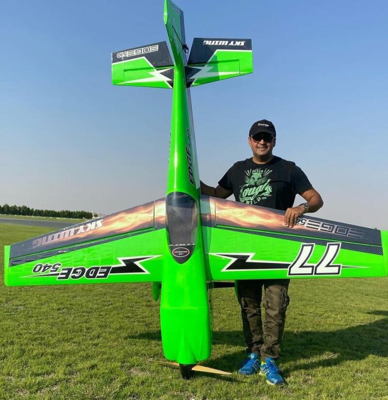 Fakhr-e-Alam with a remote-control plane. 