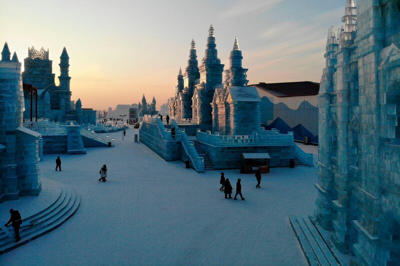 A view of some of the ice sculptures. AFP