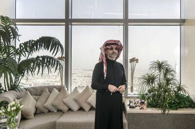 Prince Alwaleed Bin Talal, Saudi billionaire and founder of Kingdom Holding Co., poses for a photograph in the penthouse office of Kingdom Holding Co., following his release from 83 days of detention in the Ritz-Carlton hotel in Riyadh, Saudi Arabia, on Sunday, March 18, 2018. Alwaleed was the most prominent among hundreds of Saudi businessmen, government officials and princes who were swept up in November in what the government called a crackdown on corruption. Photographer: Guy Martin/Bloomberg