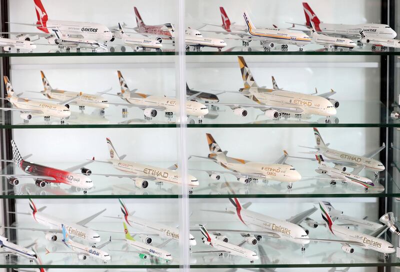 Abu Dhabi, United Arab Emirates - Reporter: Sarwat Nasir: Ben Matar is a pilot for Etihad who owns what he believes to be the UAE's largest collection of model airplanes, which he estimates to be worth $90,000. There are 900 of them. Monday, May 18th, 2020. Abu Dhabi. Chris Whiteoak / The National