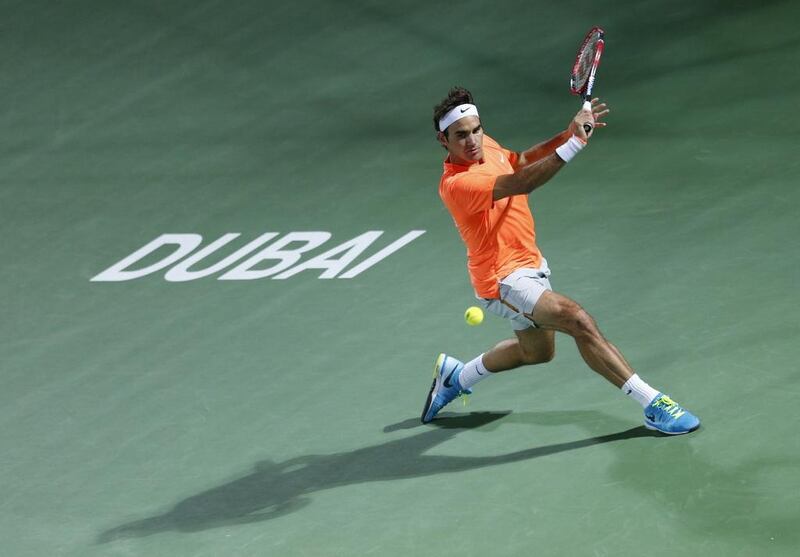 Roger Federer shown during this year's Dubai Duty Free Tennis Championships final against Novak Djokovic. Ahmed Jadallah / Reuters / February 28, 2015