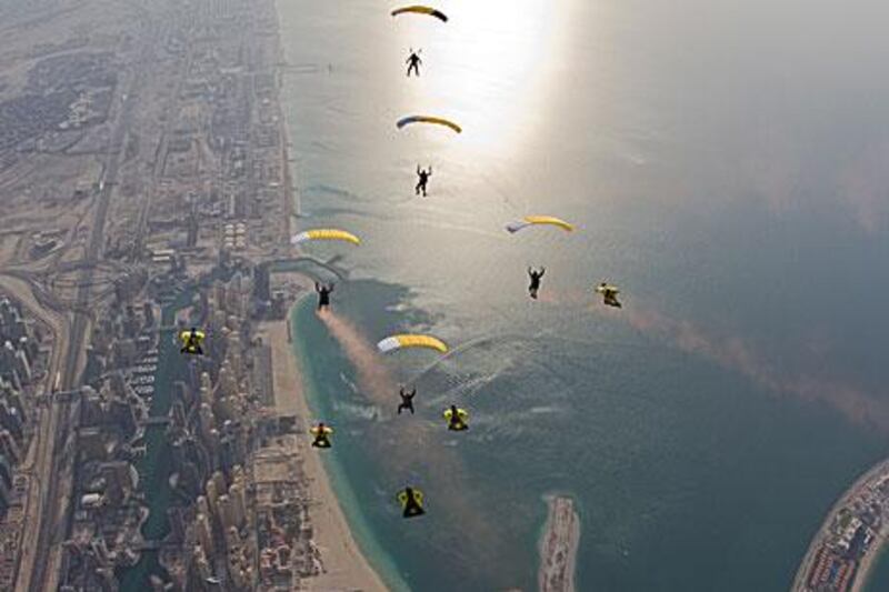 The UAE is ideal for wingsuiting because of the excellent facilities and spellbinding views the country can offer. Picture courtesy Skydive Dubai / Raise the Sky