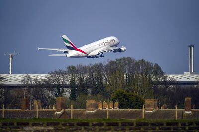 An Emirates Airbus A380 plane taking off from London's Heathrow airport. Airlines departing the UK have to pay air passenger duty (APD), the cost of which is passed on to customers. Chancellor Hunt could increase the APD in the budget on Wednesday. PA Wire