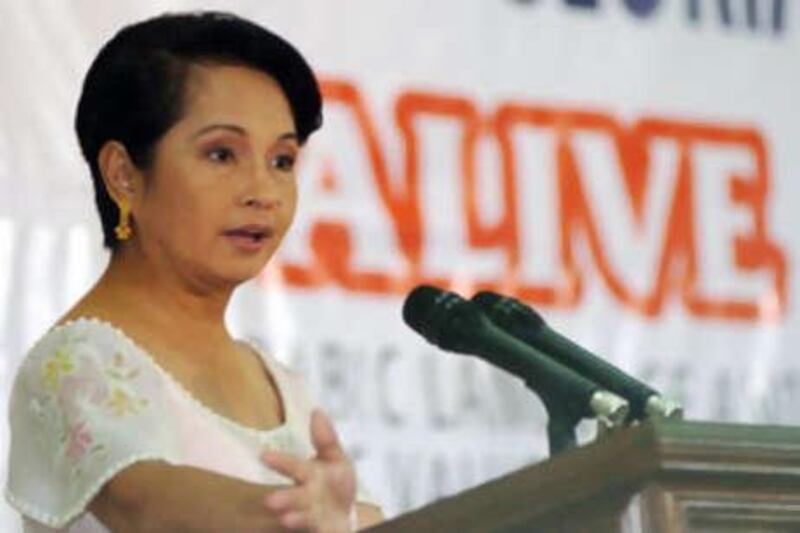 The Philippine president, Gloria Arroyo, speaks at an event in Manila, Philippines Sept 3 2008.
