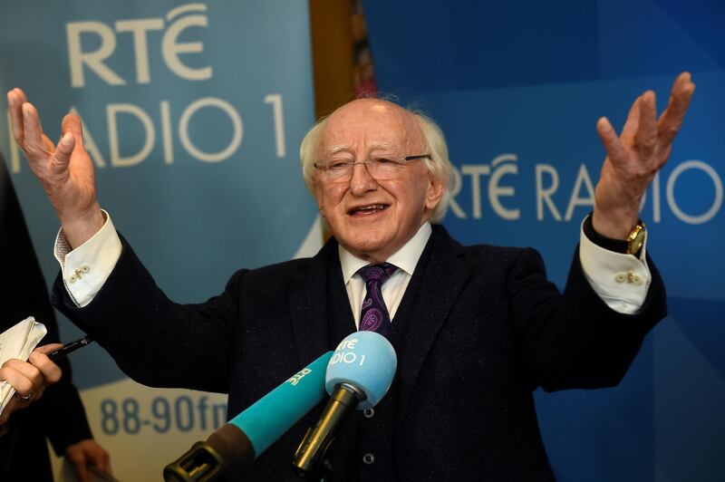 Ireland's presidential candidate President Michael D. Higgins speaks to media after a presidential debate on RTÉ Radio 1 in Dublin, Ireland October 13, 2018. REUTERS/Clodagh Kilcoyne