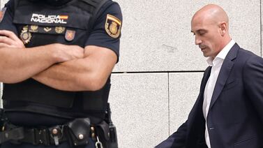 Former president of the Spanish football federation Luis Rubiales leaves the Audiencia Nacional court in Madrid on September 15, 2023. AFP