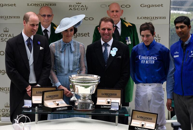 Prince William and Catherine, Duchess of Cambridge present the St James Stakes during Day 1 of Royal Ascot. EPA
