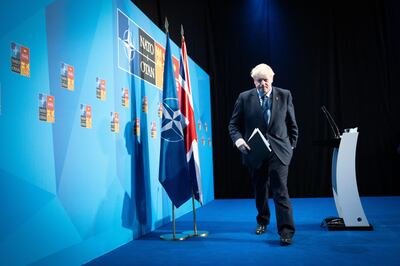 British Prime Minister Boris Johnson in Madrid. Getty