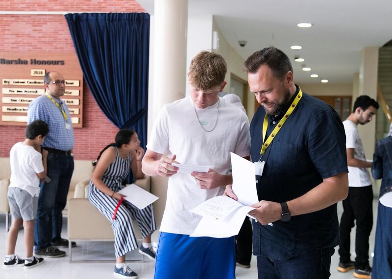 DUBAI, UNITED ARAB EMIRATES. 22 AUGUST 2019. 
Students receive their GCSE results at King’s School Al Barsha.
(Photo: Reem Mohammed/The National)

Reporter:
Section: