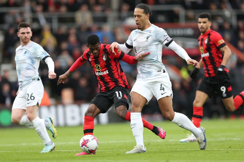 Virgin Van Dijk - 5 Saw his thumping header cleared off the line in the fifth minute. Questions will be asked about his defending after he inexplicably slowed down while chasing Ouattara in the build up to Bournemouth’s opener. AFP

