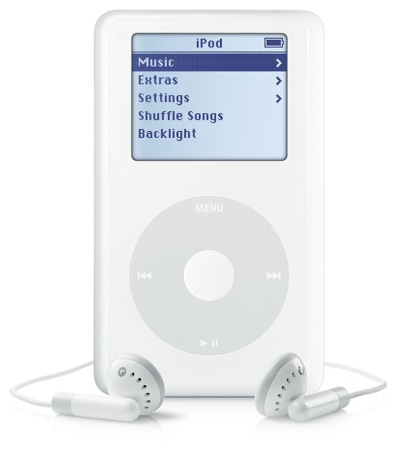The Apple iPod 4th generation was released July 19, 2004. The function buttons were moved on to the wheel. A 20 GB model sold for $299, while a 40 GB model was available for $399. Photo: Apple
