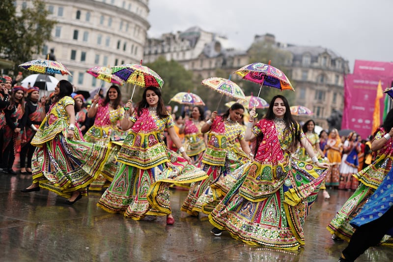 Dancers in Trafalgar Square London at a Diwali event. PA Wire 