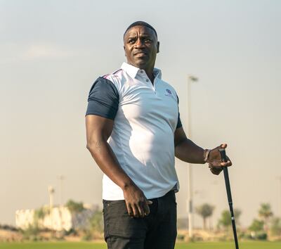 Akon tees off at the Steve Harvey Golf Classic on Yas Island, Abu Dhabi. Courtesy: Melt Middle East