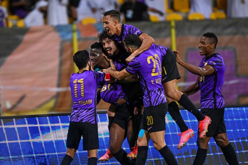 Al Ain’s Ivorian defender Kouame Autonne celebrates scoring against Al Wasl. Photo: PLC