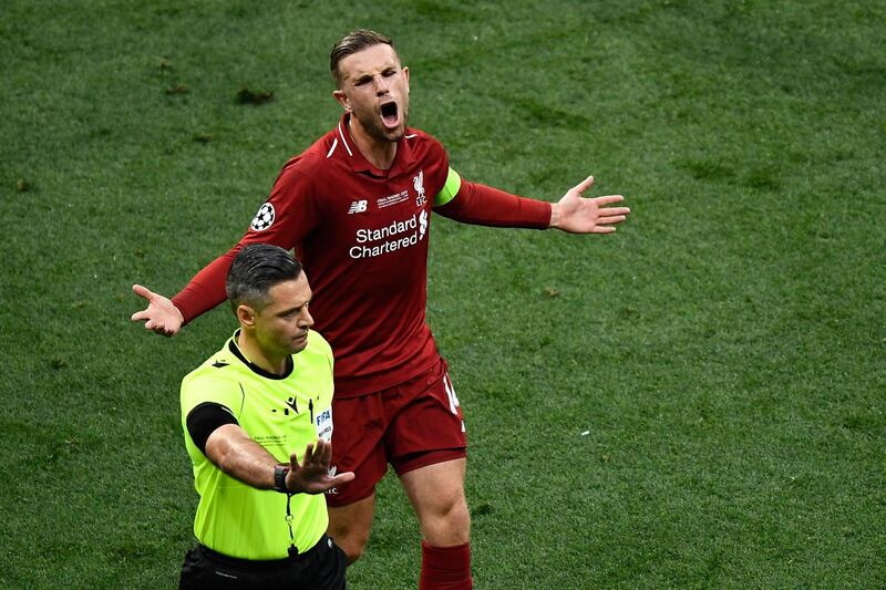 Jordan Henderson reacts during the UEFA Champions League final. AFP