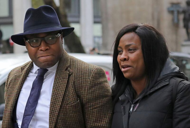 FILE - This is a Jan. 22, 2018  file photo of sick baby Isaiah Haastrup's mother Takesha Thomas and father Lanre Haastrup outside the High Court in London, A British judge on Monday Jan. 29, 2018  ruled that intensive care treatment can be withdrawn for a brain-damaged 11-month-old boy despite his parentsâ€™ wishes for continued intervention. The judge says that doctors can stop providing life support treatment to Isaiah Haastrup. The case had been heard in the Family Division of the High Court in London. (Philip Toscano/PA File, via AP)