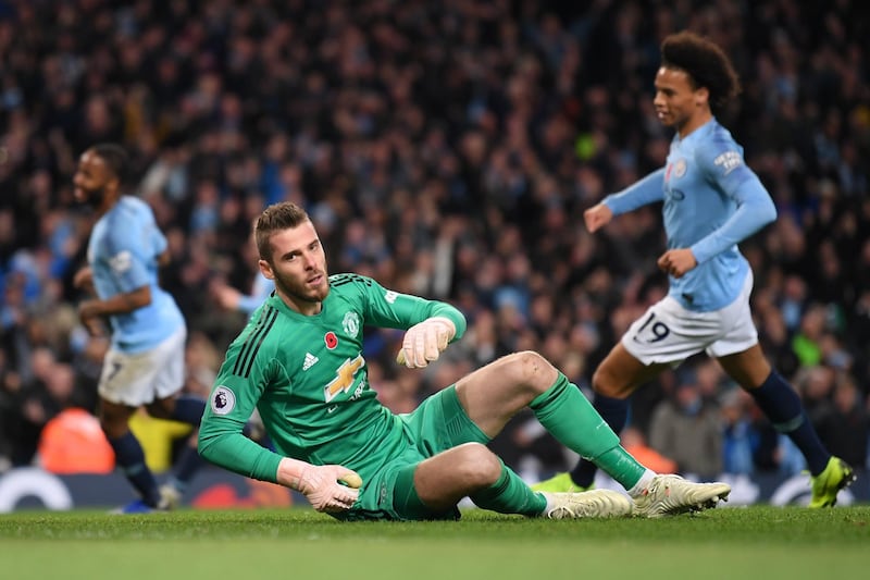 David de Gea was beaten three times by Manchester City.. Getty Images