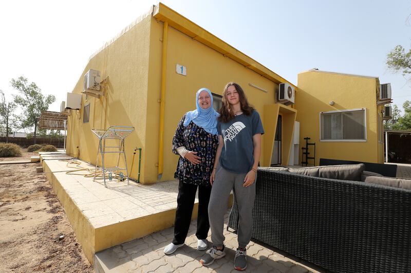 Gillian Wright with her daughter Francesa at their Al Darwish farm bungalow in Digdagga, Ras Al Khaimah.  All photos: Pawan Singh / The National