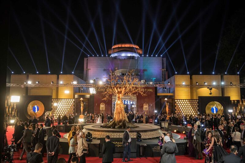 Guests arrive at the opening ceremony of the 41st edition of Cairo International Film Festival (CIFF) at the Cairo Opera House in the Egyptian capital on November 20, 2019.  / AFP / Khaled DESOUKI
