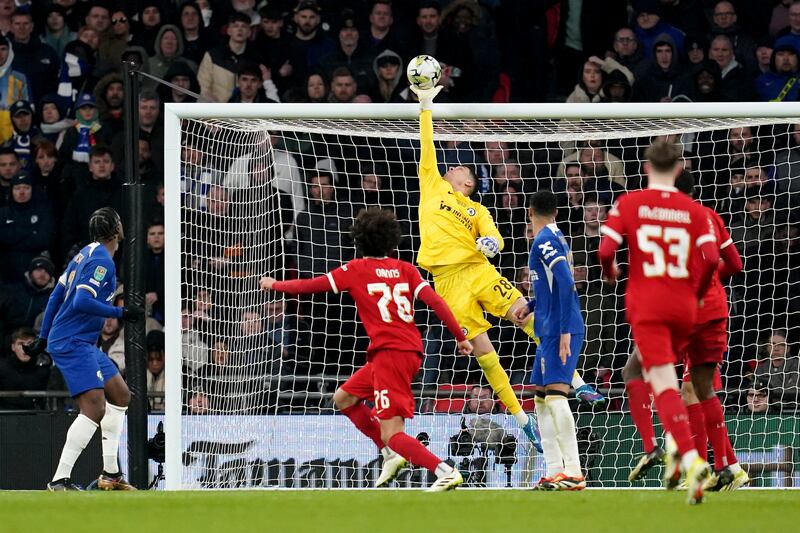 CHELSEA RATINGS: Fine save low down to his right to deny Dias goal in first half. Tipped over Danns header in extra-time. No chance with Van Dijk’s late winner. Both keepers had excellent games at Wembley. PA

