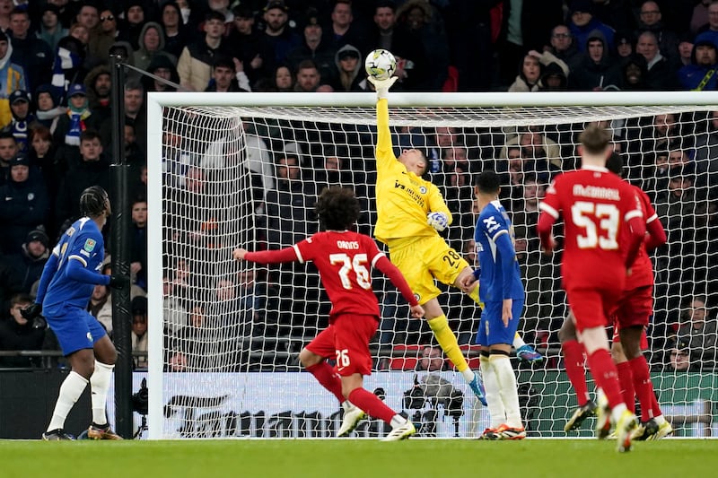 CHELSEA RATINGS: Fine save low down to his right to deny Dias goal in first half. Tipped over Danns header in extra-time. No chance with Van Dijk’s late winner. Both keepers had excellent games at Wembley. PA
