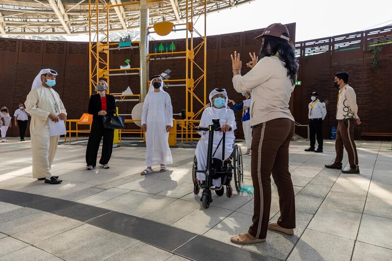 DUBAI, APRIL 01 2021: Guests experiencing a low sensory tour of Terra - The Sustainability Pavilion on World Autism Day, Expo 2020 Dubai. (Photo by Suneesh Sudhakaran/Expo 2020)